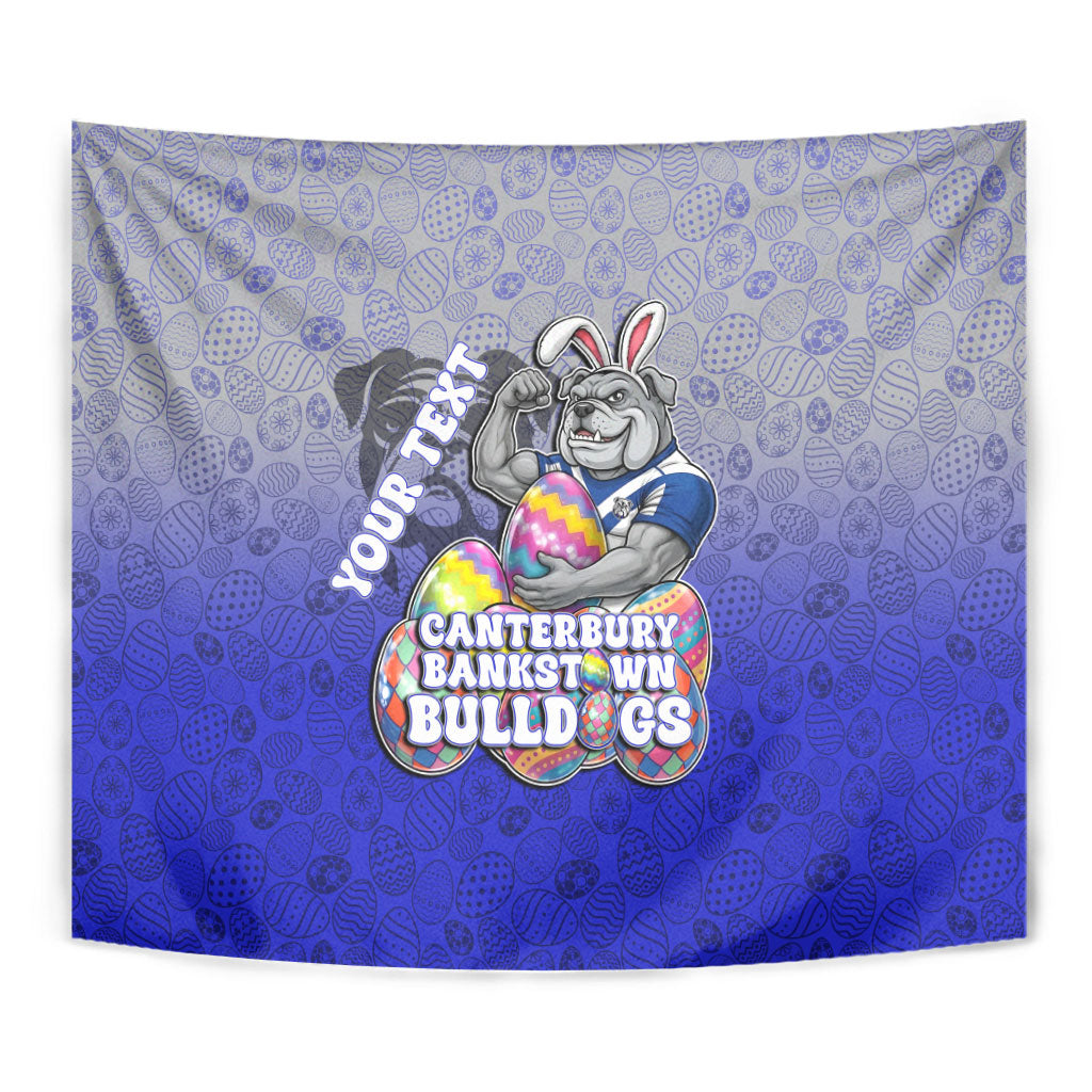 Personalized Canterbury-Bankstown Bulldogs Tapestry Easter Mascot - Colorful Eggs Cartoon Style