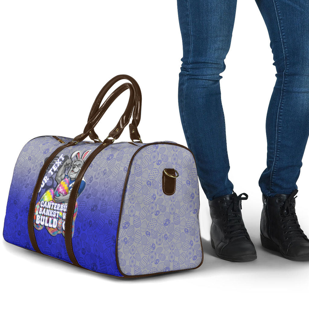Personalized Canterbury-Bankstown Bulldogs Travel Bag Easter Mascot - Colorful Eggs Cartoon Style