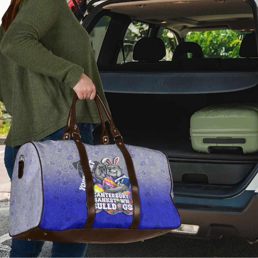 Personalized Canterbury-Bankstown Bulldogs Travel Bag Easter Mascot - Colorful Eggs Cartoon Style