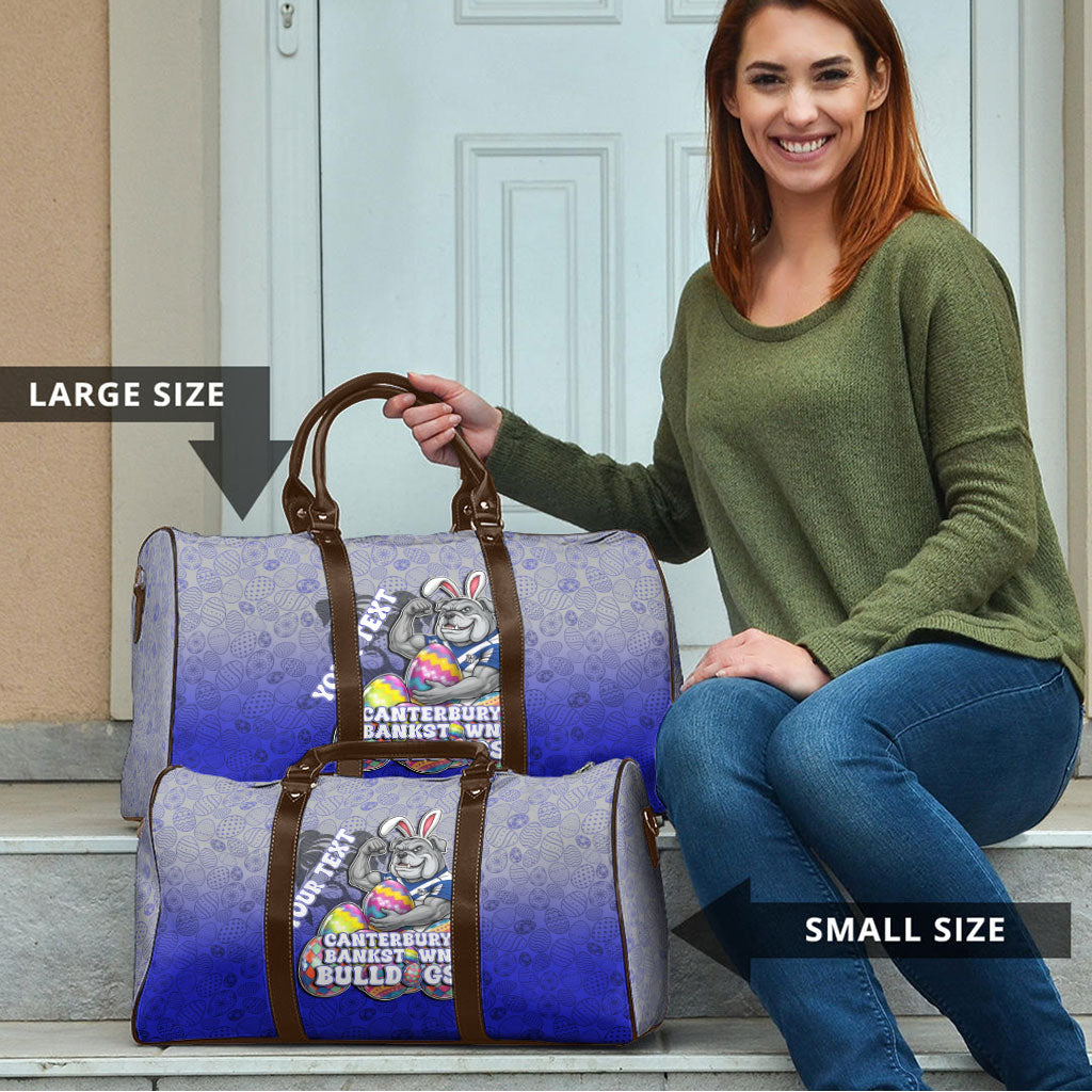 Personalized Canterbury-Bankstown Bulldogs Travel Bag Easter Mascot - Colorful Eggs Cartoon Style