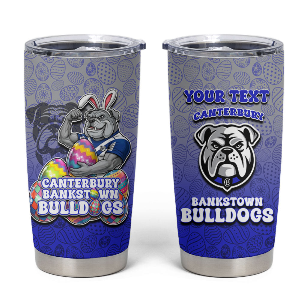 Personalized Canterbury-Bankstown Bulldogs Tumbler Cup Easter Mascot - Colorful Eggs Cartoon Style