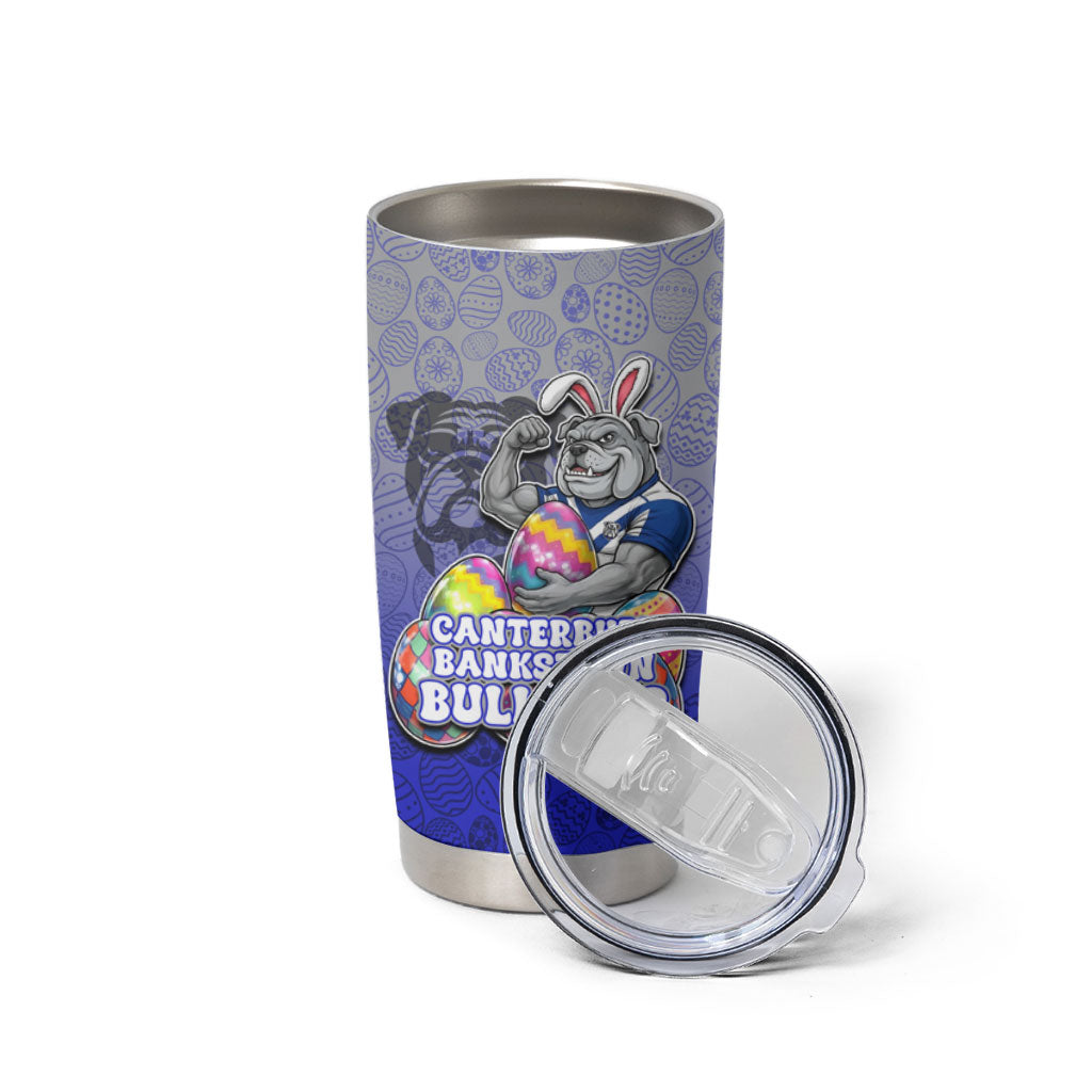 Personalized Canterbury-Bankstown Bulldogs Tumbler Cup Easter Mascot - Colorful Eggs Cartoon Style