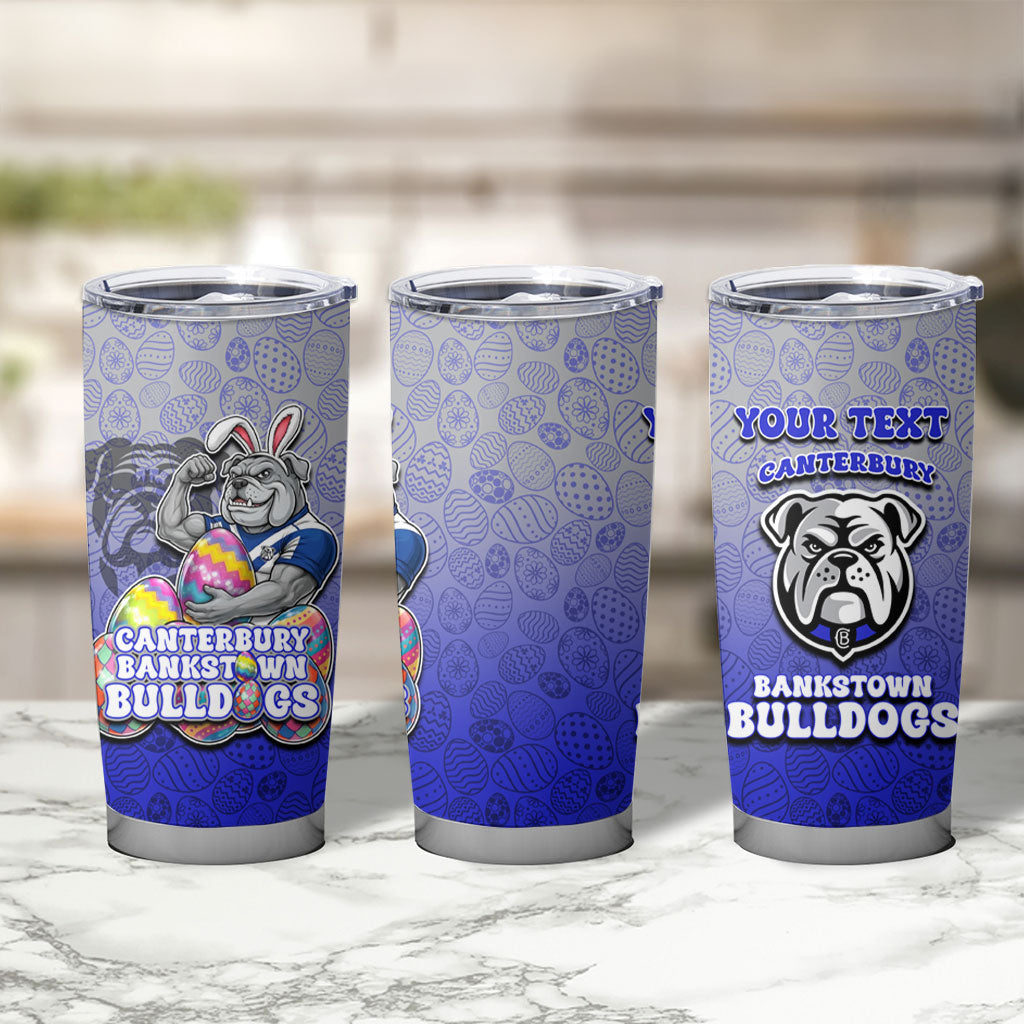 Personalized Canterbury-Bankstown Bulldogs Tumbler Cup Easter Mascot - Colorful Eggs Cartoon Style