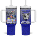 Personalized Canterbury-Bankstown Bulldogs Tumbler With Handle Easter Mascot - Colorful Eggs Cartoon Style