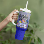 Personalized Canterbury-Bankstown Bulldogs Tumbler With Handle Easter Mascot - Colorful Eggs Cartoon Style