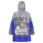 Personalized Canterbury-Bankstown Bulldogs Wearable Blanket Hoodie Easter Mascot - Colorful Eggs Cartoon Style