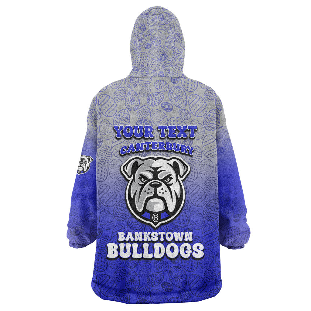 Personalized Canterbury-Bankstown Bulldogs Wearable Blanket Hoodie Easter Mascot - Colorful Eggs Cartoon Style