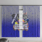 Personalized Canterbury-Bankstown Bulldogs Window Curtain Easter Mascot - Colorful Eggs Cartoon Style
