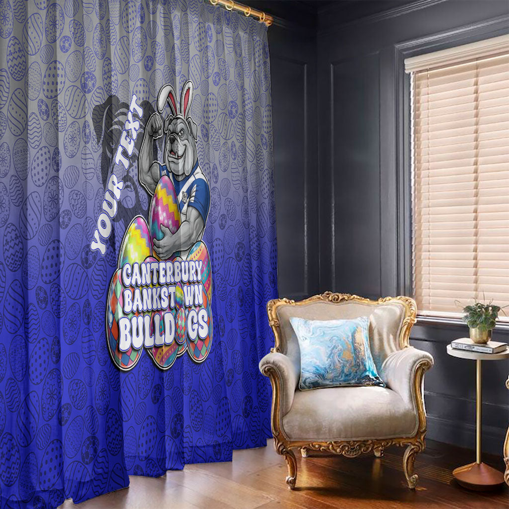 Personalized Canterbury-Bankstown Bulldogs Window Curtain Easter Mascot - Colorful Eggs Cartoon Style