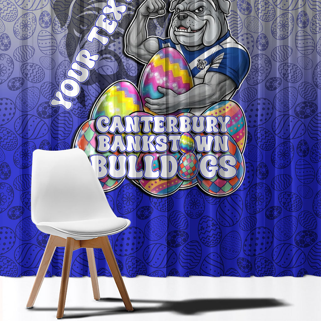 Personalized Canterbury-Bankstown Bulldogs Window Curtain Easter Mascot - Colorful Eggs Cartoon Style