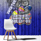 Personalized Canterbury-Bankstown Bulldogs Window Curtain Easter Mascot - Colorful Eggs Cartoon Style