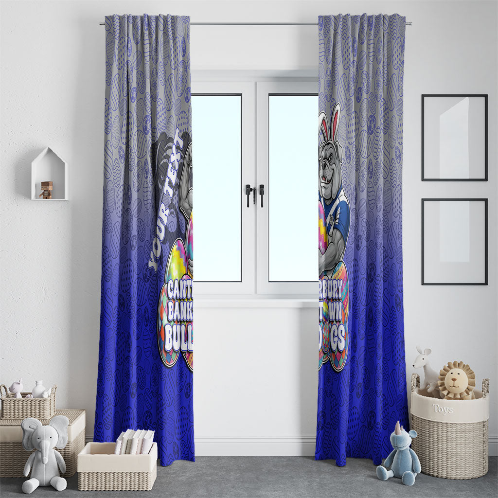 Personalized Canterbury-Bankstown Bulldogs Window Curtain Easter Mascot - Colorful Eggs Cartoon Style