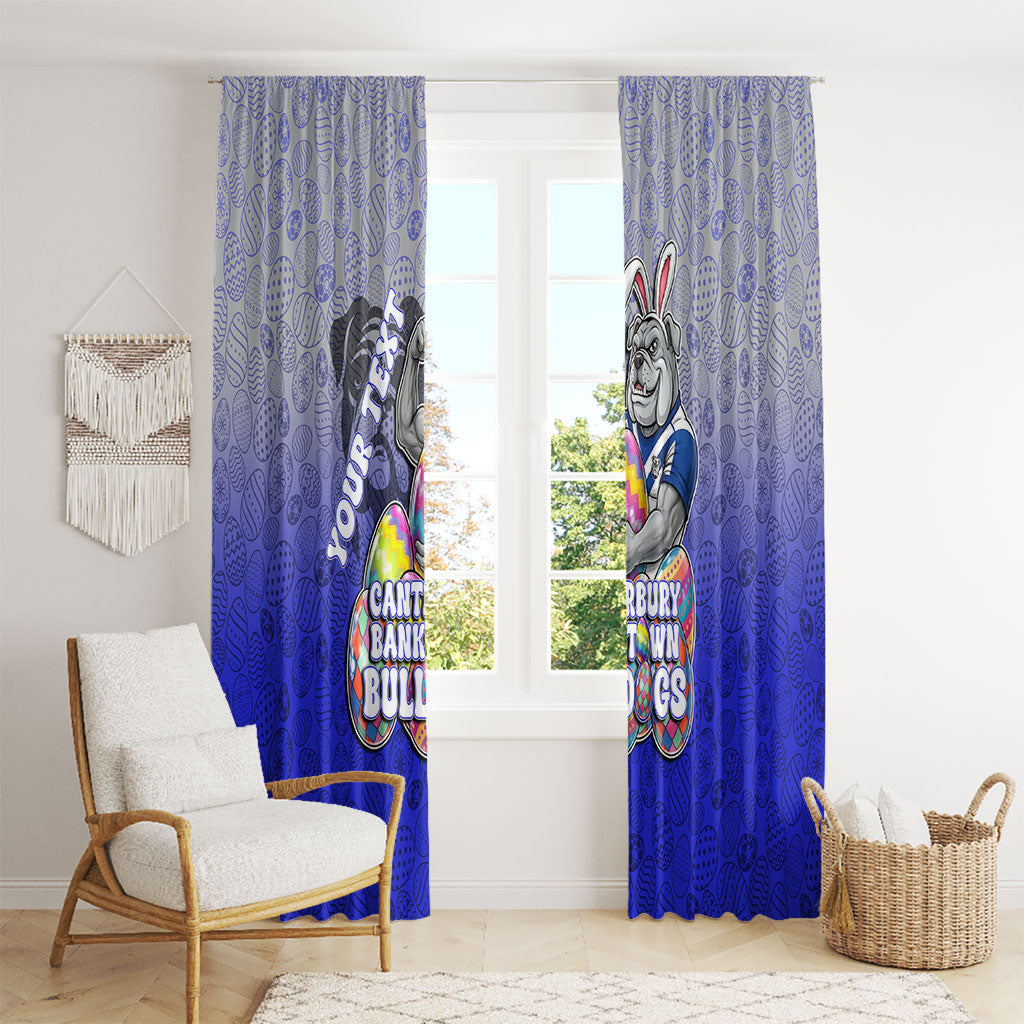 Personalized Canterbury-Bankstown Bulldogs Window Curtain Easter Mascot - Colorful Eggs Cartoon Style