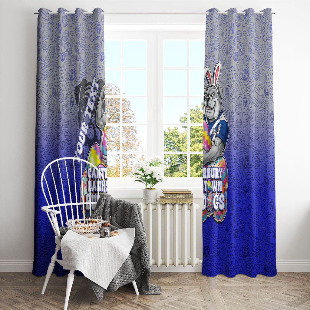 Personalized Canterbury-Bankstown Bulldogs Window Curtain Easter Mascot - Colorful Eggs Cartoon Style