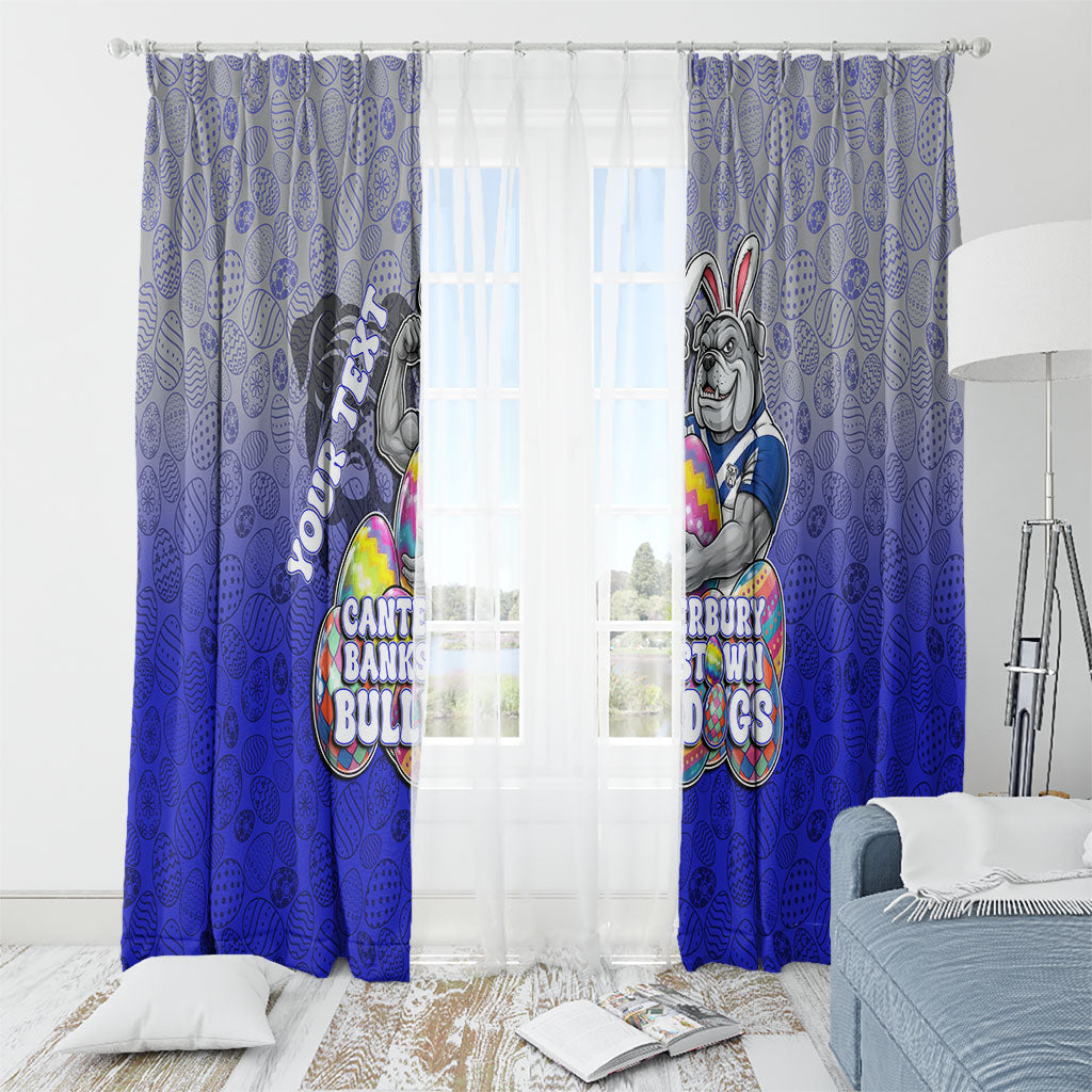 Personalized Canterbury-Bankstown Bulldogs Window Curtain Easter Mascot - Colorful Eggs Cartoon Style