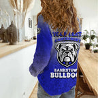Personalized Canterbury-Bankstown Bulldogs Women Casual Shirt Easter Mascot - Colorful Eggs Cartoon Style
