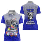 Personalized Canterbury-Bankstown Bulldogs Women Polo Shirt Easter Mascot - Colorful Eggs Cartoon Style