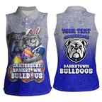 Personalized Canterbury-Bankstown Bulldogs Women Sleeveless Polo Shirt Easter Mascot - Colorful Eggs Cartoon Style