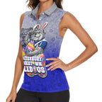 Personalized Canterbury-Bankstown Bulldogs Women Sleeveless Polo Shirt Easter Mascot - Colorful Eggs Cartoon Style