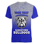 Personalized Canterbury-Bankstown Bulldogs Women V-Neck T-Shirt Easter Mascot - Colorful Eggs Cartoon Style