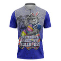 Personalized Canterbury-Bankstown Bulldogs Zipper Polo Shirt Easter Mascot - Colorful Eggs Cartoon Style