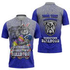 Personalized Canterbury-Bankstown Bulldogs Zipper Polo Shirt Easter Mascot - Colorful Eggs Cartoon Style