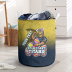 Personalized Gold Coast Titans Laundry Basket Easter Mascot - Colorful Eggs Cartoon Style