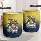 Personalized Gold Coast Titans Laundry Basket Easter Mascot - Colorful Eggs Cartoon Style
