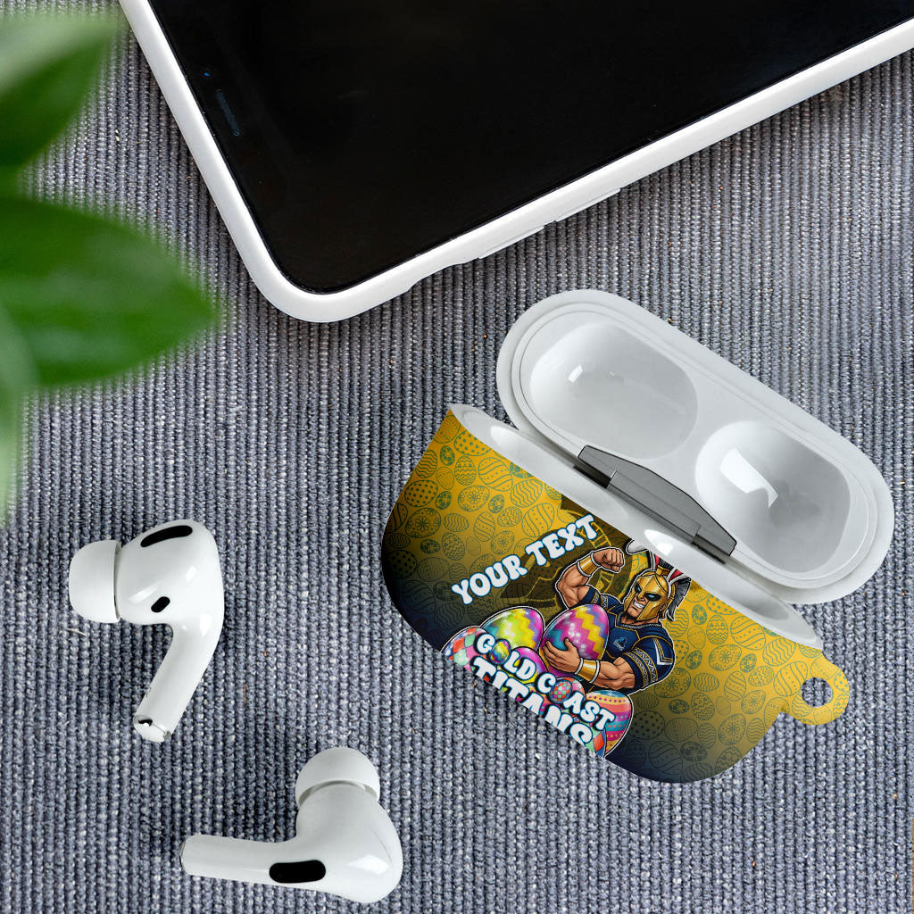 Personalized Gold Coast Titans AirPods Case Easter Mascot - Colorful Eggs Cartoon Style