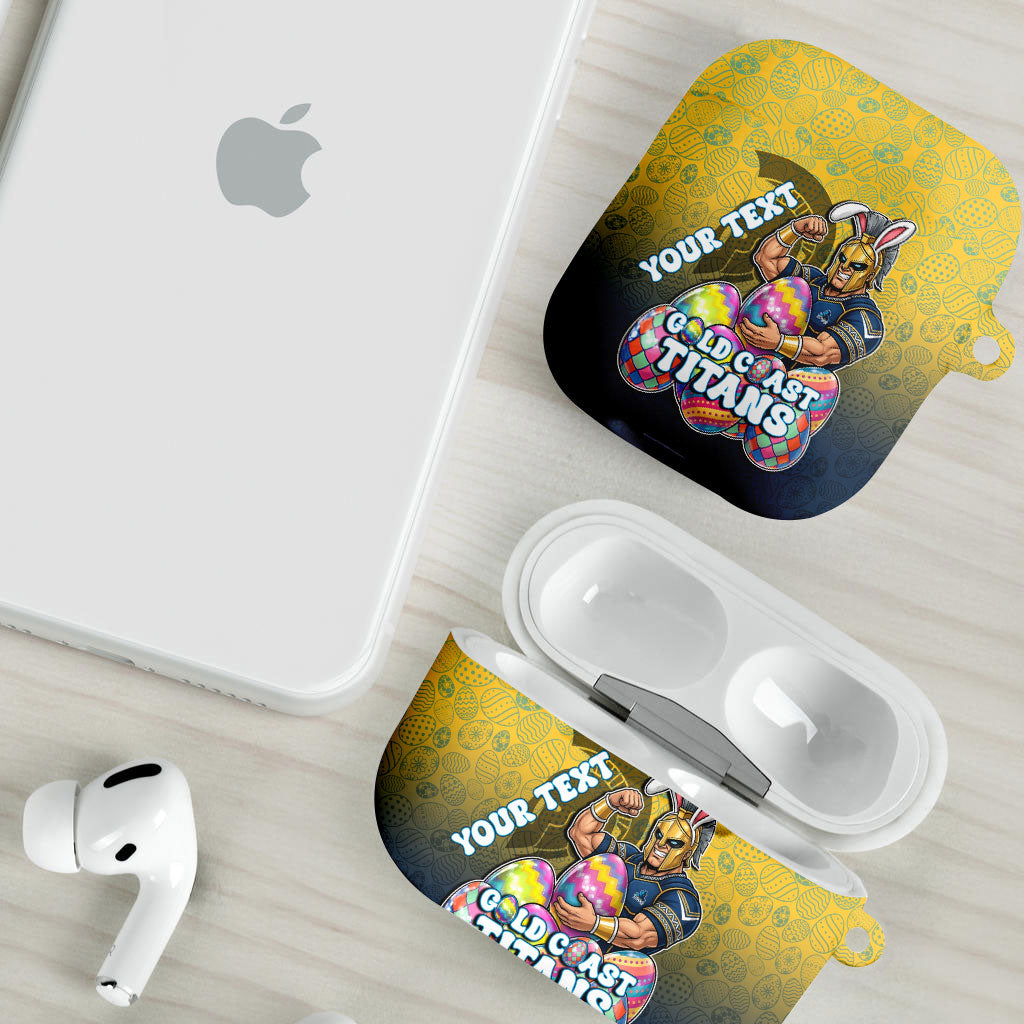 Personalized Gold Coast Titans AirPods Case Easter Mascot - Colorful Eggs Cartoon Style