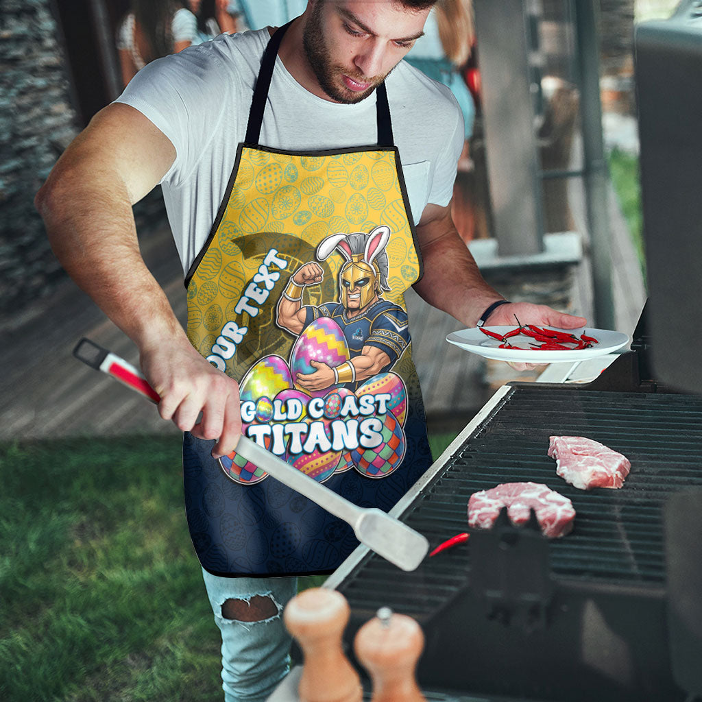 Personalized Gold Coast Titans Apron Easter Mascot - Colorful Eggs Cartoon Style