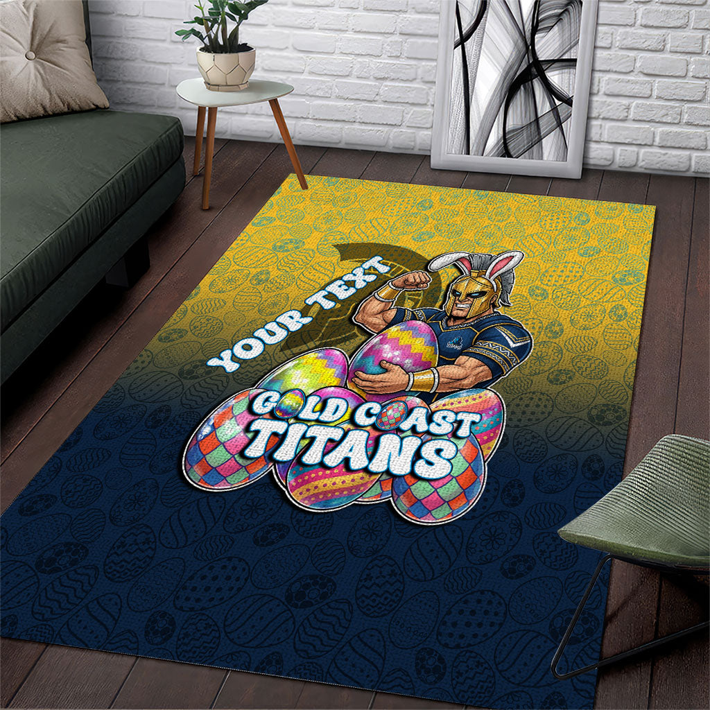 Personalized Gold Coast Titans Area Rug Easter Mascot - Colorful Eggs Cartoon Style