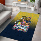 Personalized Gold Coast Titans Area Rug Easter Mascot - Colorful Eggs Cartoon Style