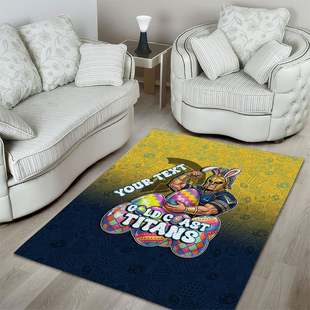 Personalized Gold Coast Titans Area Rug Easter Mascot - Colorful Eggs Cartoon Style