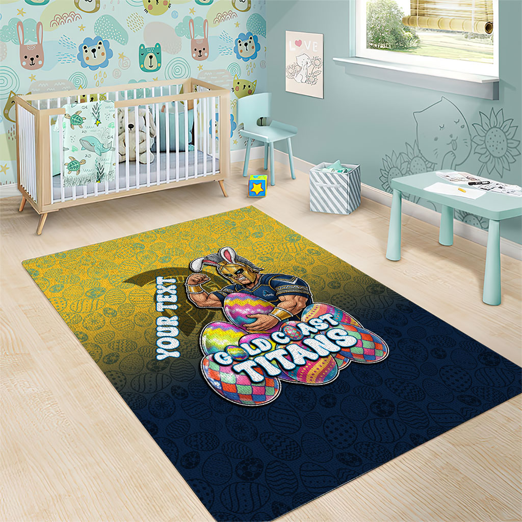 Personalized Gold Coast Titans Area Rug Easter Mascot - Colorful Eggs Cartoon Style