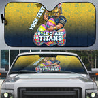 Personalized Gold Coast Titans Auto Sun Shade Easter Mascot - Colorful Eggs Cartoon Style