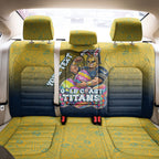 Personalized Gold Coast Titans Back Car Seat Cover Easter Mascot - Colorful Eggs Cartoon Style