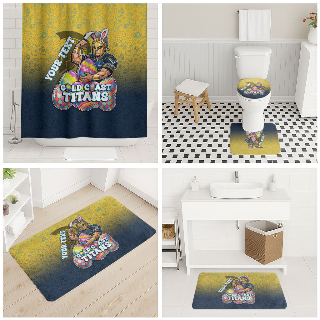 Personalized Gold Coast Titans Bathroom Set Easter Mascot - Colorful Eggs Cartoon Style