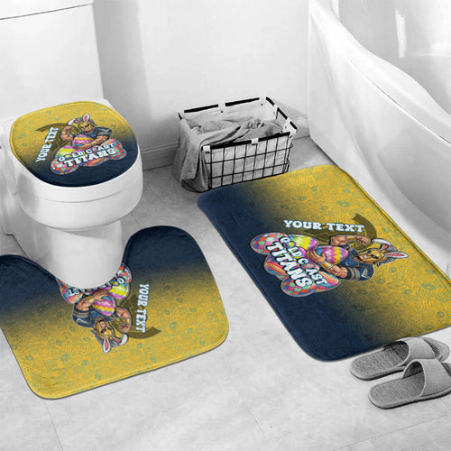 Personalized Gold Coast Titans Bathroom Set Easter Mascot - Colorful Eggs Cartoon Style