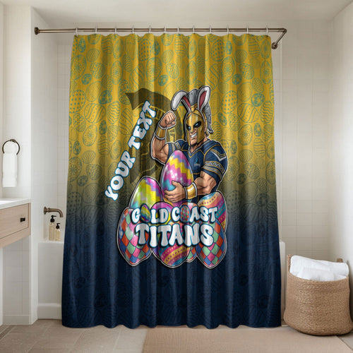 Personalized Gold Coast Titans Bathroom Set Easter Mascot - Colorful Eggs Cartoon Style