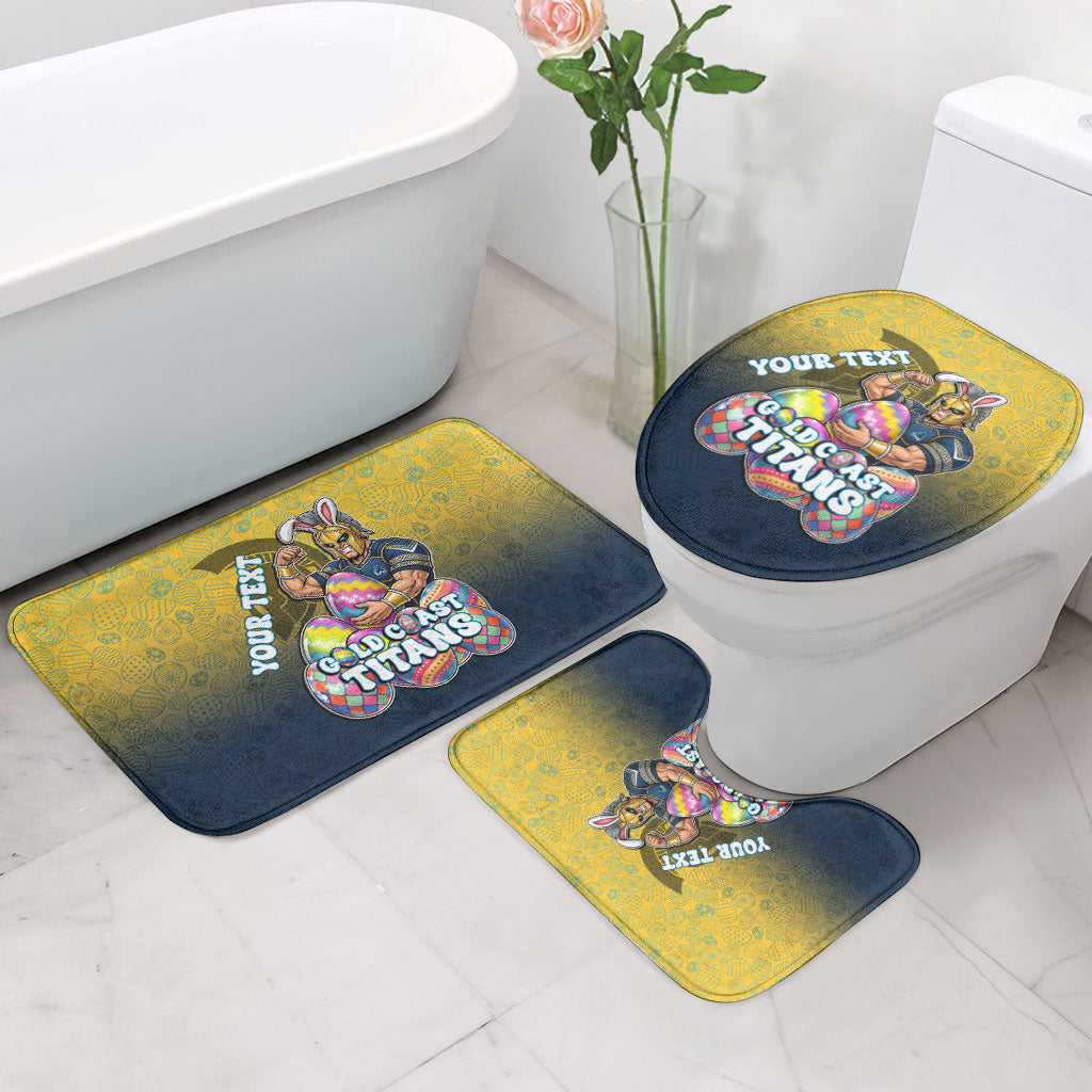 Personalized Gold Coast Titans Bathroom Set Easter Mascot - Colorful Eggs Cartoon Style