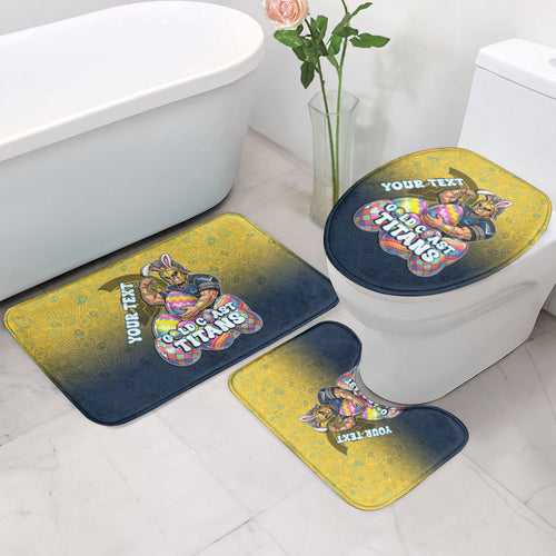 Personalized Gold Coast Titans Bathroom Set Easter Mascot - Colorful Eggs Cartoon Style