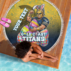 Personalized Gold Coast Titans Beach Blanket Easter Mascot - Colorful Eggs Cartoon Style