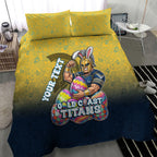 Personalized Gold Coast Titans Bedding Set Easter Mascot - Colorful Eggs Cartoon Style