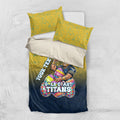 Personalized Gold Coast Titans Bedding Set Easter Mascot - Colorful Eggs Cartoon Style