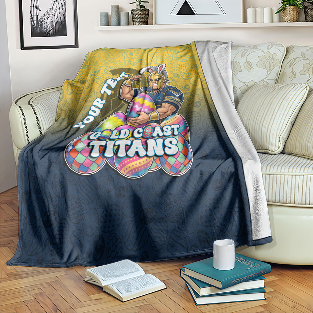 Personalized Gold Coast Titans Blanket Easter Mascot - Colorful Eggs Cartoon Style