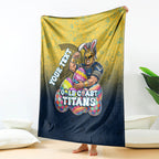 Personalized Gold Coast Titans Blanket Easter Mascot - Colorful Eggs Cartoon Style