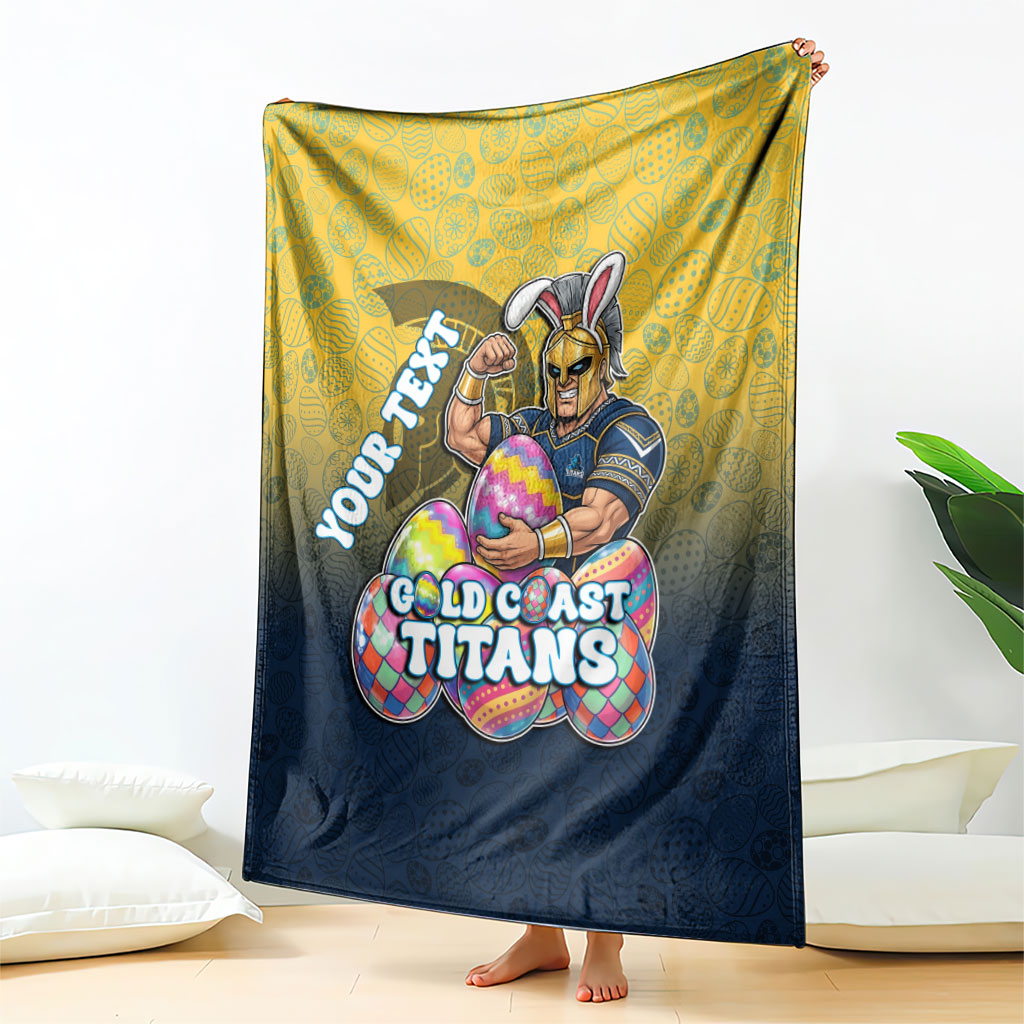 Personalized Gold Coast Titans Blanket Easter Mascot - Colorful Eggs Cartoon Style