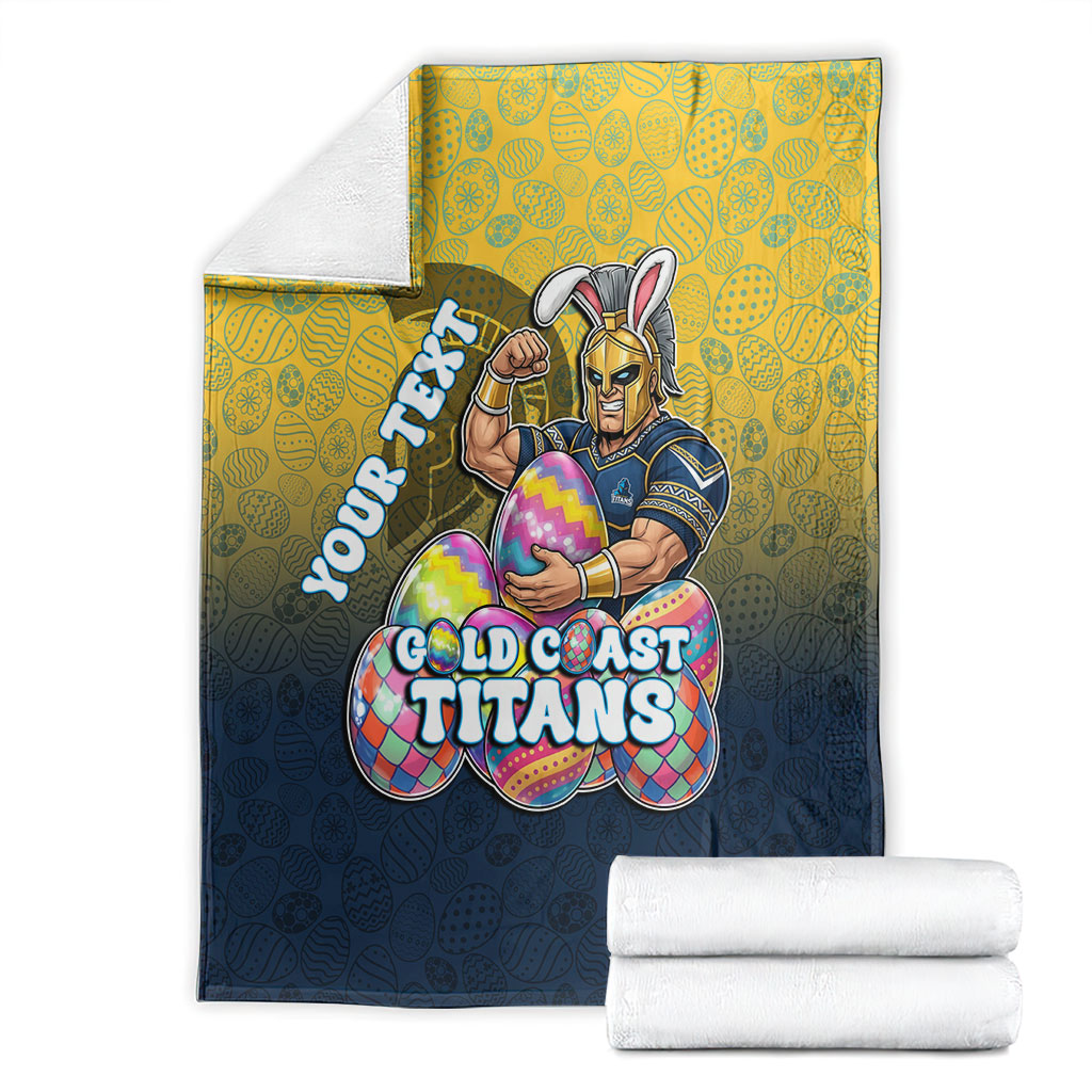 Personalized Gold Coast Titans Blanket Easter Mascot - Colorful Eggs Cartoon Style