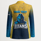 Personalized Gold Coast Titans Blazer Easter Mascot - Colorful Eggs Cartoon Style